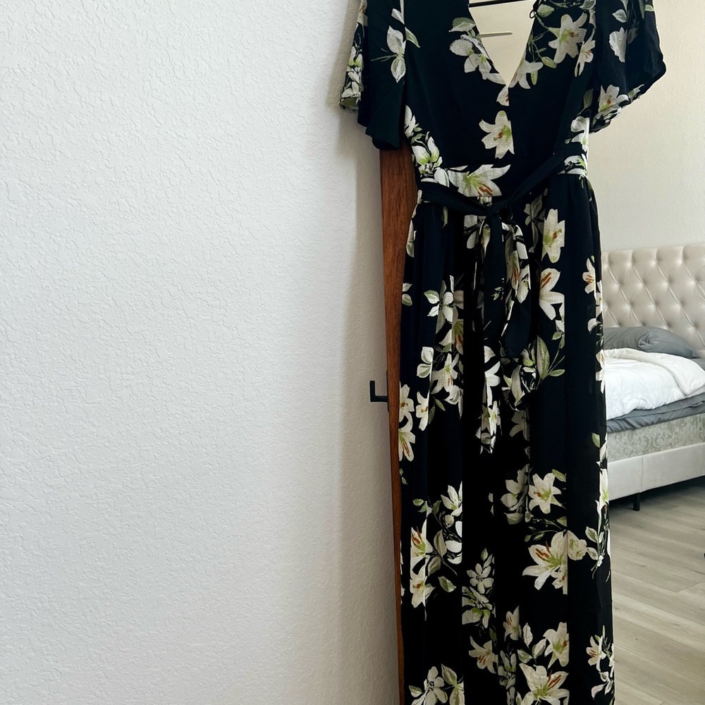 Gianni Bini Floral Maxi Dress ROMPER in Black